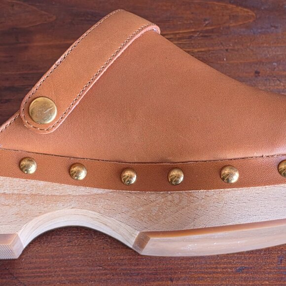 J Crew Convertible Tan Leather Clogs Size 6 - Picture 8 of 11
